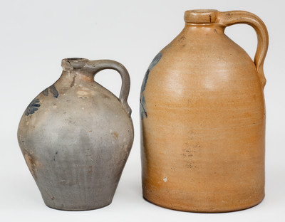 Lot of Two: Northeastern United States Stoneware Jugs w/ Floral Decoration