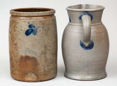Lot of Two: Baltimore, MD Stoneware Jar and Pitcher w/ Floral Decoration