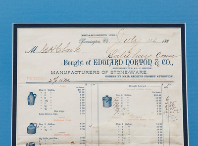 EDWARD NORTON & CO. / BENNINGTON, VT Stoneware Billhead, 1885