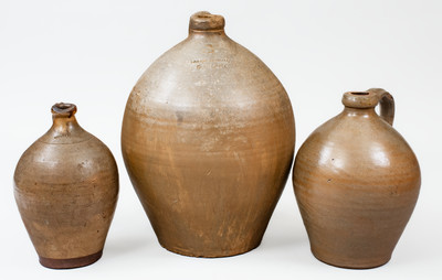 Lot of Three: Ovoid Northeastern U.S. Stoneware Jugs