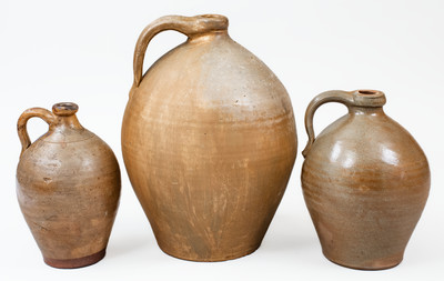 Lot of Three: Ovoid Northeastern U.S. Stoneware Jugs