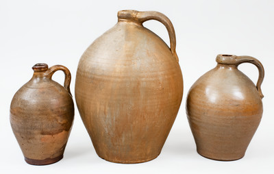 Lot of Three: Ovoid Northeastern U.S. Stoneware Jugs