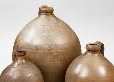 Lot of Three: Ovoid Northeastern U.S. Stoneware Jugs