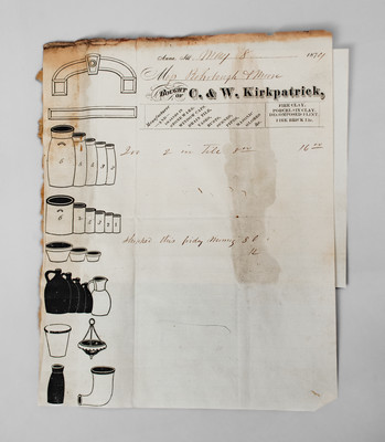 Rare Anna Pottery Letterhead and Price List, 1874