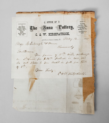 Rare Anna Pottery Letterhead and Price List, 1874