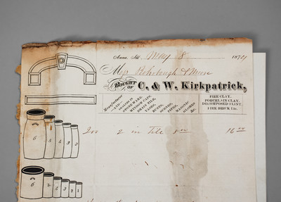 Rare Anna Pottery Letterhead and Price List, 1874