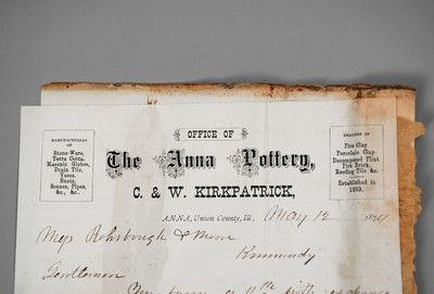 Rare Anna Pottery Letterhead and Price List, 1874