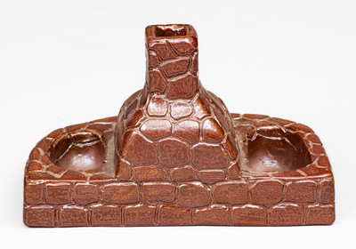 Unusual Ohio Sewer Tile Kiln Match Safe / Ashtray