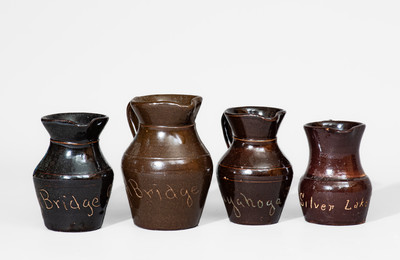 Lot of Four: Summit County, OH Souvenir Stoneware Pitchers