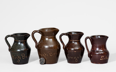 Lot of Four: Summit County, OH Souvenir Stoneware Pitchers