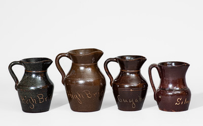 Lot of Four: Summit County, OH Souvenir Stoneware Pitchers