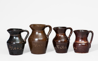 Lot of Four: Summit County, OH Souvenir Stoneware Pitchers