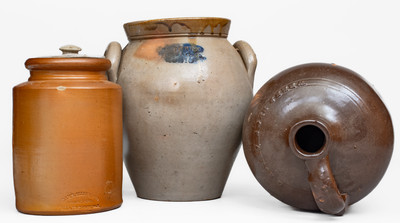 Lot of Three: Marked Ohio Stoneware incl. Akron, OH Jug w/ Paper Label