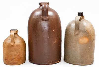 Lot of Three: Stoneware Jugs, One with Slip Decoration, possibly Beaver, PA