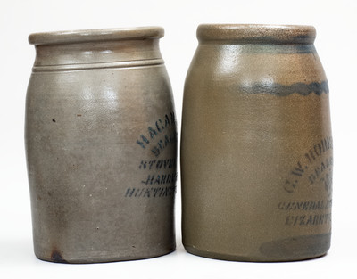 Lot of Two: HUNTINGTON, W. VA. and ELIZABETH, W. VA. Stoneware Advertising Canning Jars