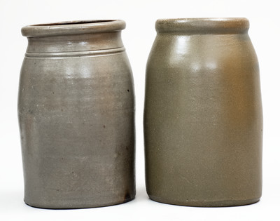 Lot of Two: HUNTINGTON, W. VA. and ELIZABETH, W. VA. Stoneware Advertising Canning Jars