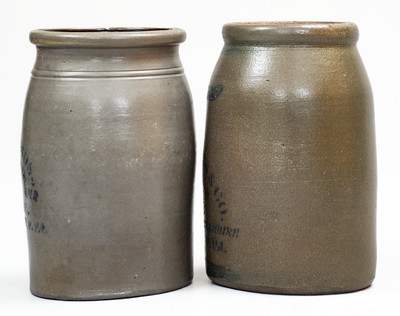 Lot of Two: HUNTINGTON, W. VA. and ELIZABETH, W. VA. Stoneware Advertising Canning Jars