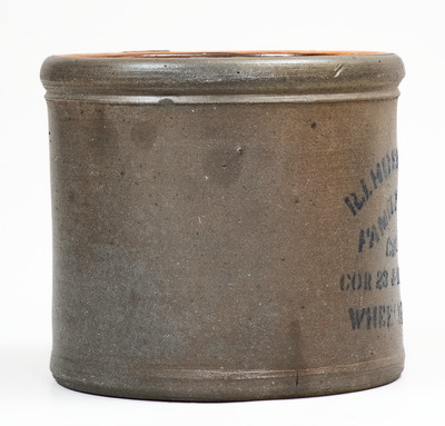 WHEELING, W. VA Stoneware Advertising Cake Crock