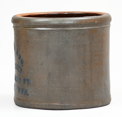 WHEELING, W. VA Stoneware Advertising Cake Crock