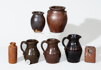 Lot of Ten: Ohio Pottery incl. Pitchers, Kiln Test, and Point Pleasant Pipes