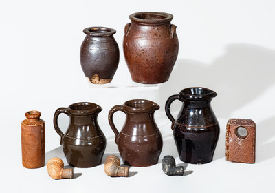 Lot of Ten: Ohio Pottery incl. Pitchers, Kiln Test, and Point Pleasant Pipes