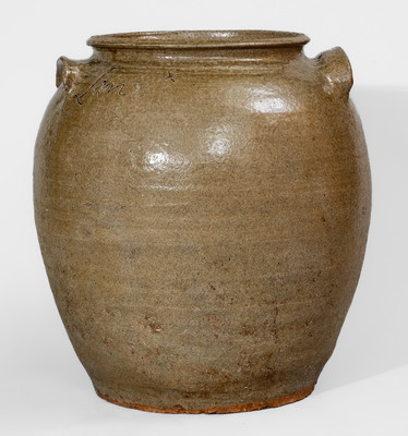 Fine "Lm" Stoneware Jar by David Drake, Edgefield District, South Carolina