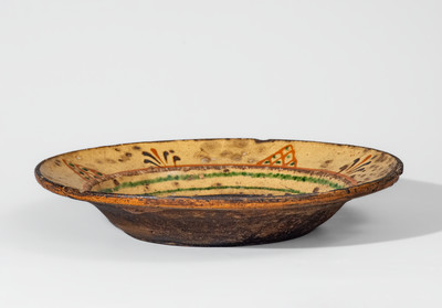 Rare Alamance County, NC Redware Dish,  Loy or Albright Families, late 18th century