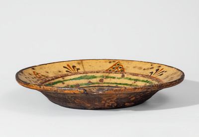 Rare Alamance County, NC Redware Dish,  Loy or Albright Families, late 18th century