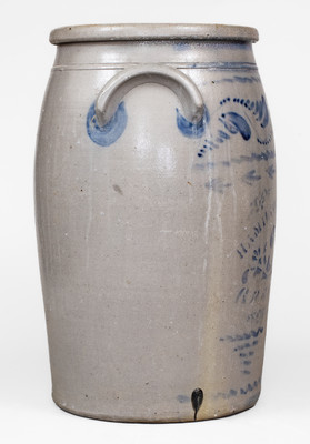 10 Gal. HAMILTON & JONES / GREENSBORO, PA Stoneware Jar w/ Elaborate Decoration