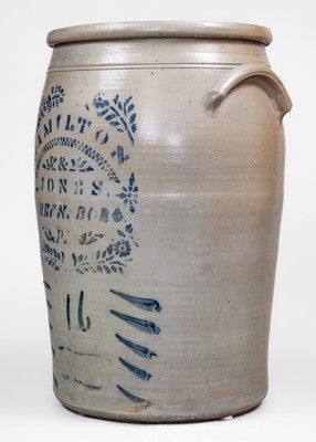 16 Gal. HAMILTON & JONES / GREENSBORO, PA Stoneware Jar