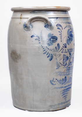 Outstanding JAS. HAMILTON & CO. / GREENSBORO, PA Stoneware Jar w/ Profuse Freehand Decoration