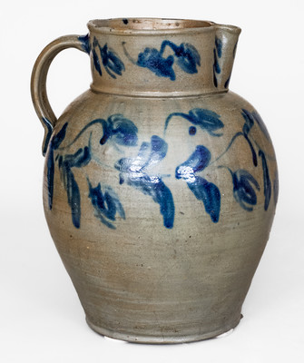 Rare and Fine 3 Gal. Stoneware Pitcher w/ Elaborate Floral Decoration att. Henry Glazier, Huntingdon, PA