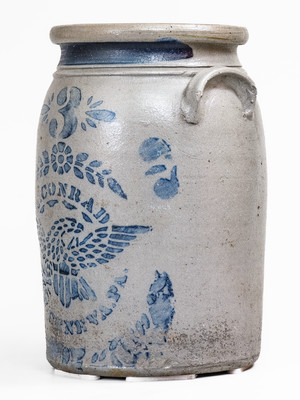 3 Gal. A. CONRAD / NEW GENEVA, PA Stoneware Jar w/ Eagle Decoration