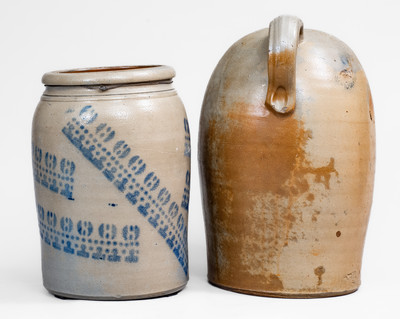 Lot of Two: Rare Pieces of Cobalt-Stenciled West Virginia Stoneware