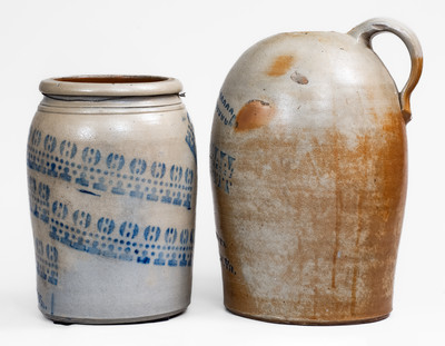 Lot of Two: Rare Pieces of Cobalt-Stenciled West Virginia Stoneware