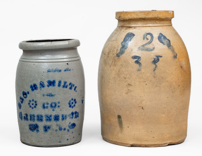 Lot of Two: JAS. HAMILTON & CO. / GREENSBORO, PA and Ohio Stoneware Jars