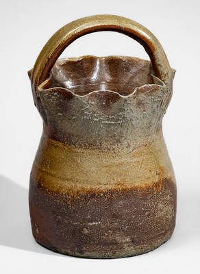 Middle Tennessee Stoneware Basket w/ Brown Slip Decoration, late 19th or early 20th century