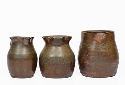 Three Salt-Glazed Middle Tennessee Stoneware Pitchers