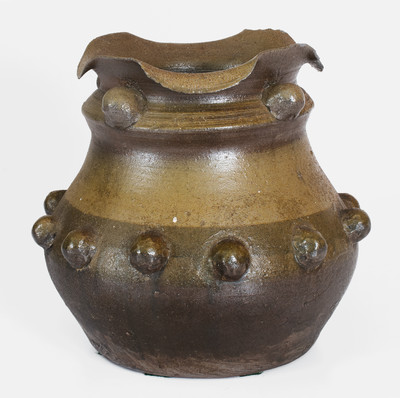 Scarce Large-Sized Middle TN Salt-Glazed Stoneware Vase w/ Brown Slip Decoration