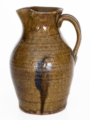 Rare attrib. Thomas Owenby, Union County, SC Stoneware Pitcher w/ Iron Oxide Decoration