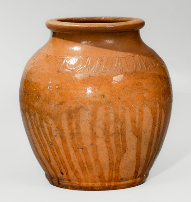 Exceptional C A HAUN & CO NO 1 Redware Jar, Christopher Alexander Haun, Greene County, TN