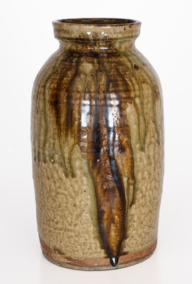 Rare Alkaline-Glazed Stoneware Jar w/ Iron-Oxide Decoration, Leopard / Ussery, Bacon Level, Alabama