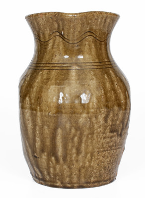 Rare Flat-Sided Alkaline-Glazed Stoneware Pitcher, probably North Carolina