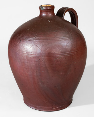 Important and Possibly Unique J. MORT, Jefferson Co, TN Stoneware Jug w/ Incised Decoration