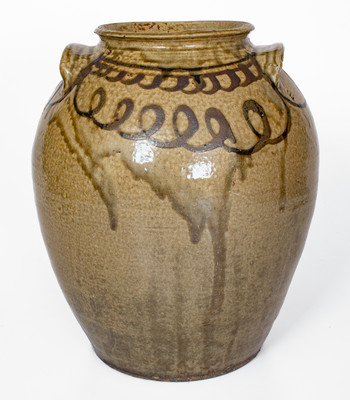  Iron Slip-Decorated Stoneware Jar attrib. Rev. John Trapp and Thomas Chandler, Edgefield District, SC