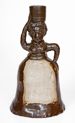 Exceedingly Rare and Important West Tennessee Stoneware Figural String Holder, possibly Paris