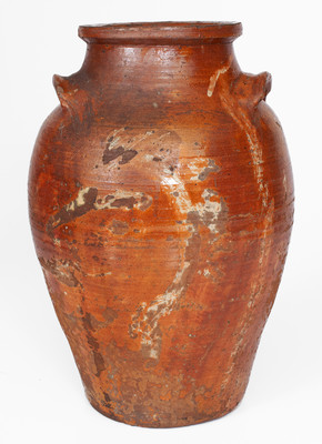 Extremely Rare Slip-Decorated Redware Jar, probably Hawkins County, TN, early 19th century