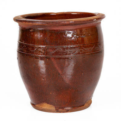 Attrib. Cain Pottery, Sullivan Co, TN Redware Jar, Inscribed 