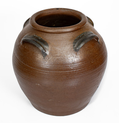 Rare Four-Handled Stoneware Jar w/ Cobalt Decoration, Southern U.S., second half 19th century