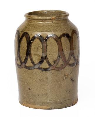 Small-Sized attrib. Thomas Chandler, Edgefield District, SC Stoneware Jar w/ Iron Slip Decoration